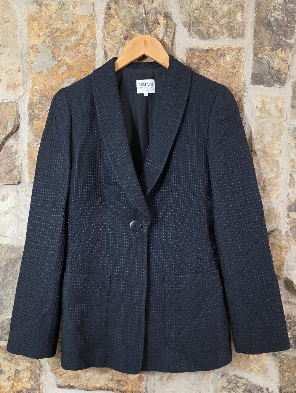 Armani Collezioni Textured Single Button Closure Blazer Jacket